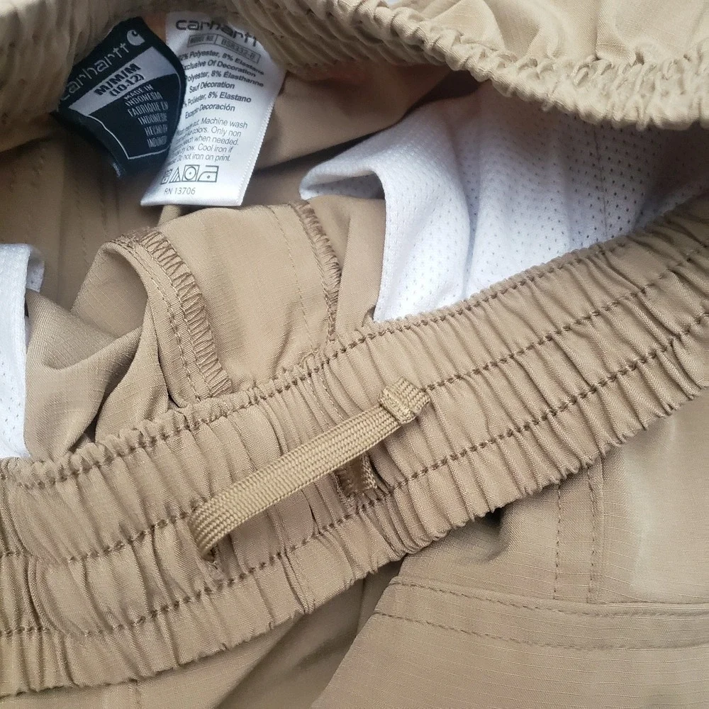 Carhartt Shorts Youth Medium Tan Cargo Pockets Drawstring Workwear
